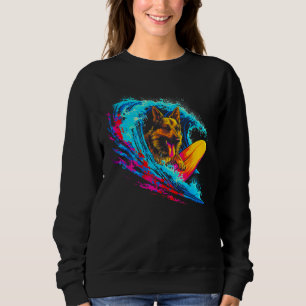 Sudadera Ola de surf del perro pastor alemán del arte