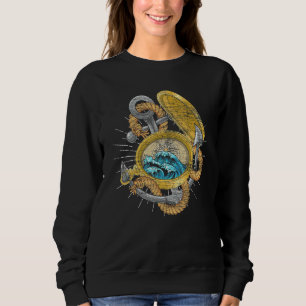 Sudadera Olas Brújula Ancla Marinero Náutico Capitán Vela