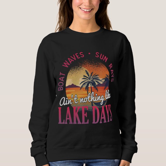 Sudadera Olas de barco Sun Rays Lake Days Love Retro Summer (Anverso)