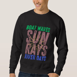 Sudadera Olas de barco Sun Rays River Days Cute Retro Veran