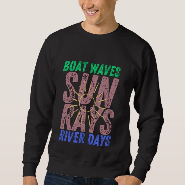 Sudadera Olas de barco Sun Rays River Days Cute Retro Veran (Anverso)