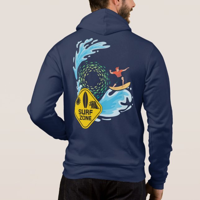 Sudadera Olas de la zona de surf montando camiseta Hoodie (Reverso)