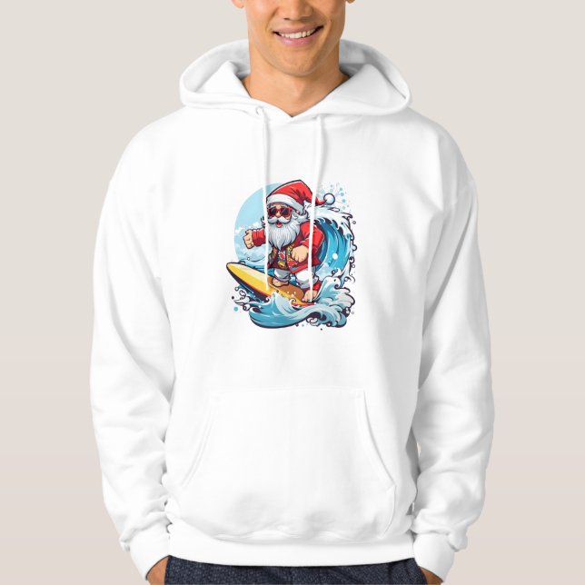 Sudadera Olas de Navidades de surf de Santa Claus (Anverso)
