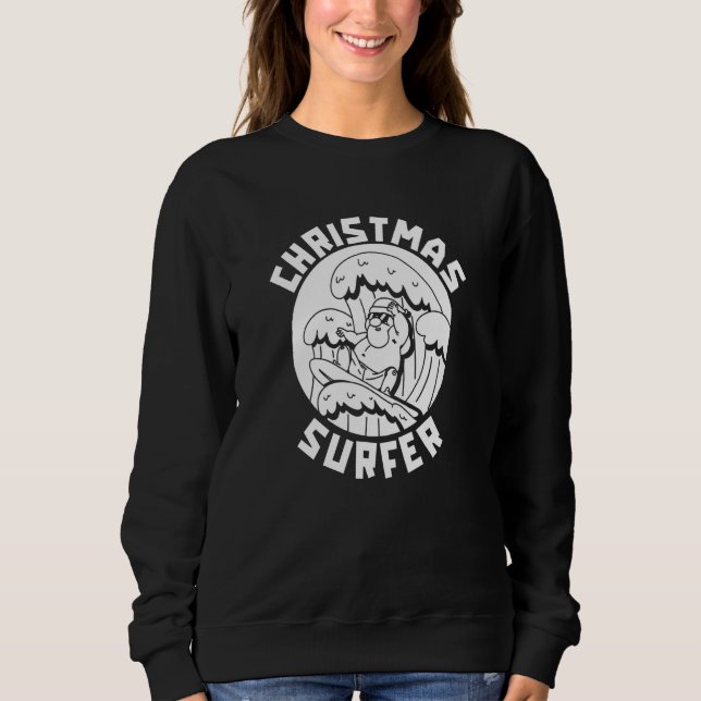 Sudadera Olas de Papá Noel Surfista  Tabla de surf de Surfr (Anverso)