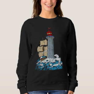 Sudadera Olas Marinas Océano Velero Náutico Vela Faro