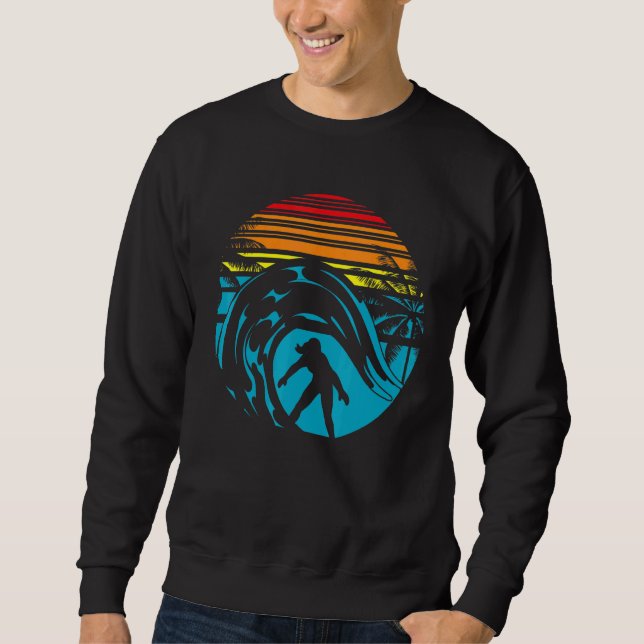 Sudadera Olas Retro Surfer Surfboard Deportes acuáticos tro (Anverso)