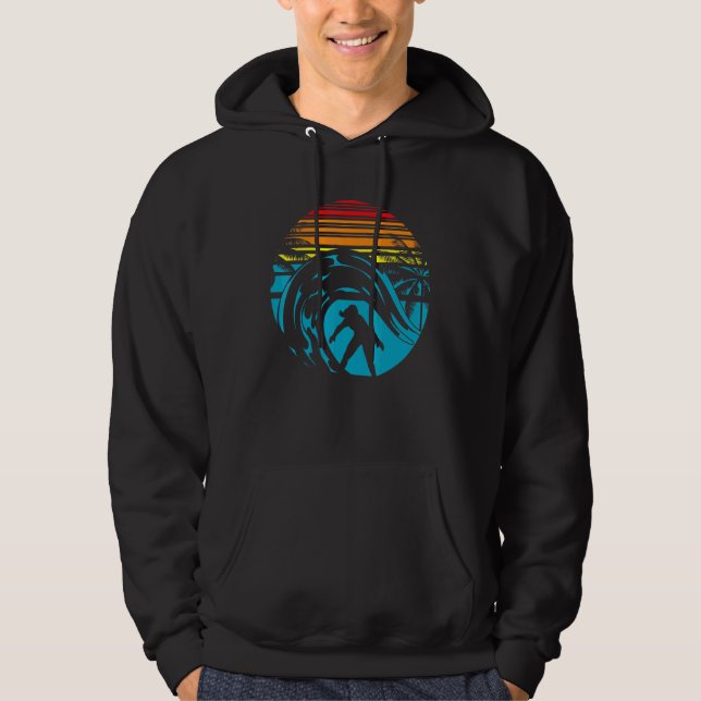 Sudadera Olas Retro Surfer Surfboard Deportes acuáticos tro (Anverso)