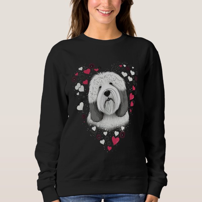 Sudadera Old English Sheepdog Heart for Valentines Day Bobt (Anverso)
