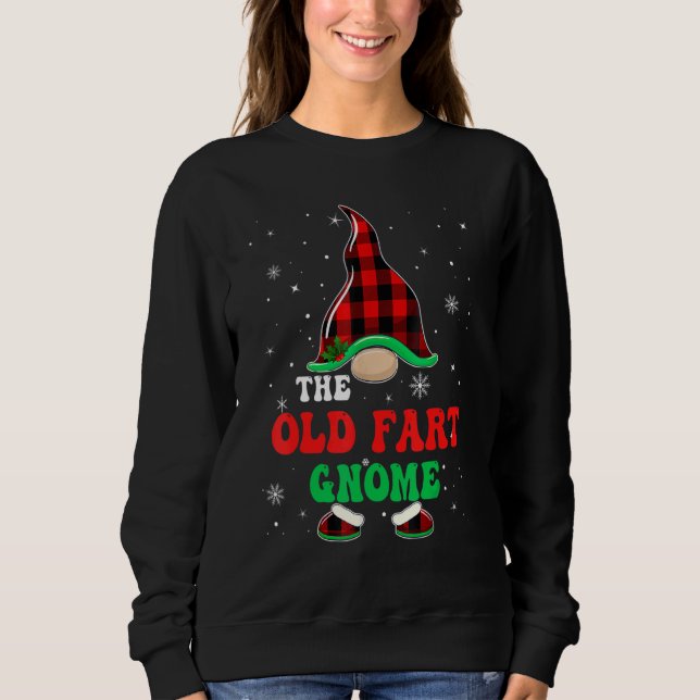 Sudadera Old Fart Gnome Buffalo Plaid Matching Christmas Gr (Anverso)
