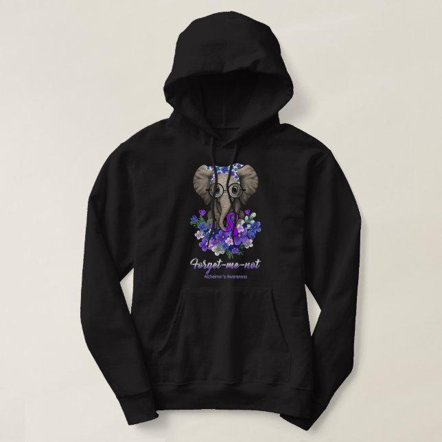 Sudadera Olvídame no la flor elefante de conciencia del Alz (Diseño del anverso)