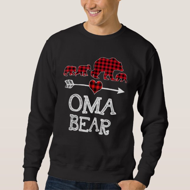 Sudadera Oma Bear Navidades Pajama Red Plaid Buffalo Family (Anverso)