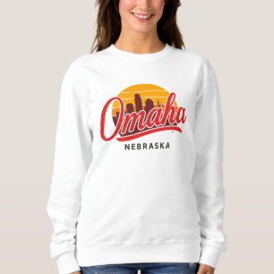 Sudadera Omaha Nebraska Skyline Sunset Ciudad retro vinta