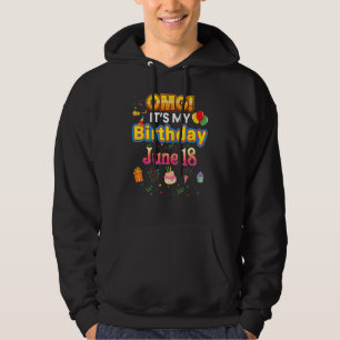 Sudadera Omg es mi cumpleaños 18 de junio Vintage 18 Happy 
