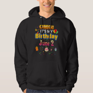 Sudadera Omg es mi cumpleaños, 2 de junio, Vintage 2 Happy