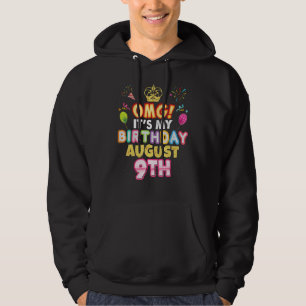 Sudadera Omg Es Mi Cumpleaños 9 De Agosto Vintage 9 Feliz N