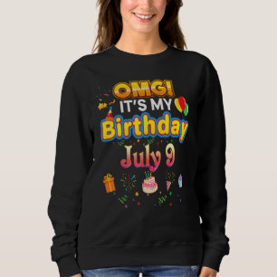 Sudadera Omg es mi cumpleaños, 9 de julio Vintage 9 Happy K