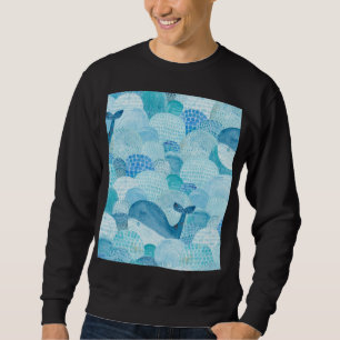 Sudadera Ondas, ballena, textura azul infantil