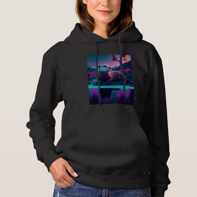 Sudadera Ondatra de mar genial Synthwave Ondatra errante  3 (Anverso)