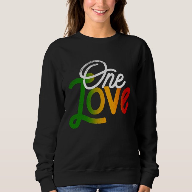 Sudadera One Love Heart Rasta Reggae Roots Clothing T  Peac (Anverso)