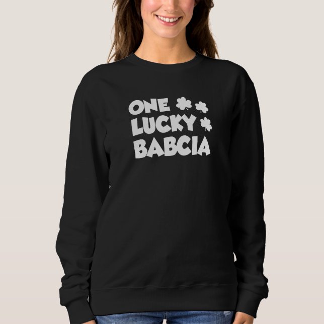 Sudadera One Lucky Babcia Polish Grandmother Shamrock St Pa (Anverso)