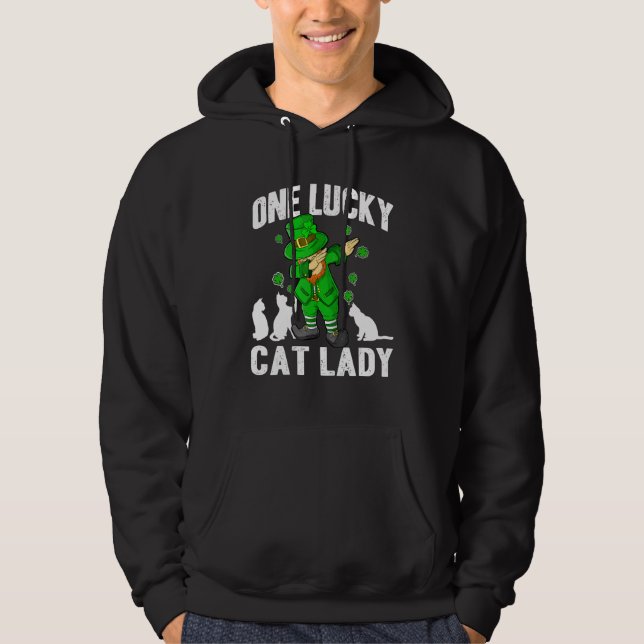 Sudadera One Lucky Cat Lady St Patricks Day Dabbing Leprech (Anverso)