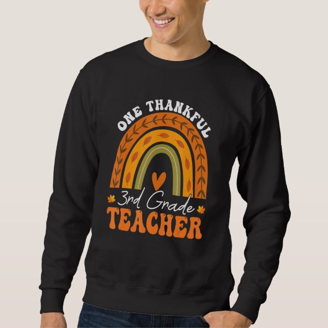 Sudadera One Thankful 3rd Grade Teacher Rainbow Thanksgivin (Anverso)