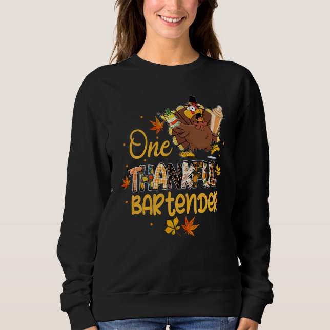 Sudadera One Thankful Bartender Turkey Pilgrim Hat Thanksgi (Anverso)