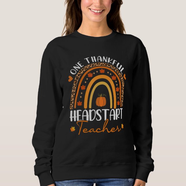 Sudadera One Thankful Headstart Teacher Rainbow Leopard Tha (Anverso)
