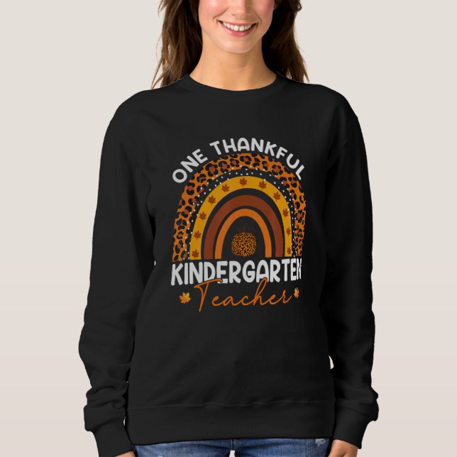 Sudadera One Thankful Kindergarten Teacher Thanksgiving Rai (Anverso)