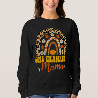 Sudadera One Thankful Mama Rainbow Leopard Fall Groovy Than