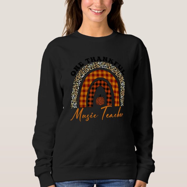 Sudadera One Thankful Music Teacher Rainbow Leopard Groovy  (Anverso)
