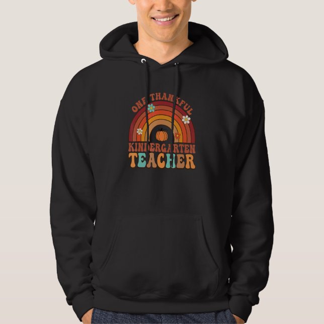 Sudadera One Thankful Teacher Groovy Thanksgiving Rainnow T (Anverso)