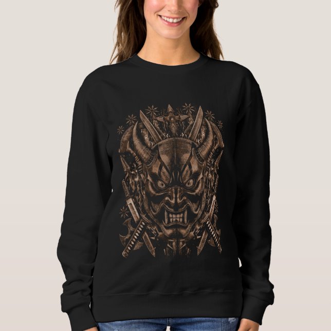 Sudadera Oni Mask Samurai Warrior - Ronin Ghost Katana Art (Anverso)