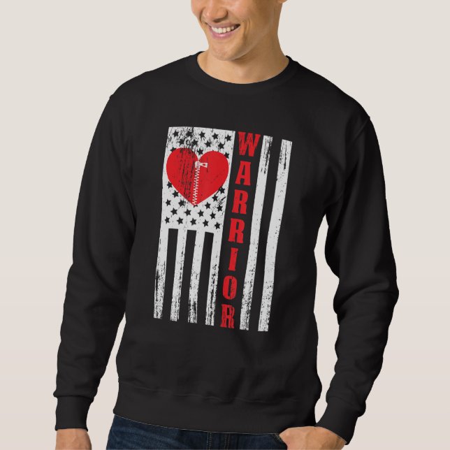 Sudadera Open Heart Surgery Warrior US Flag- Heart Patients (Anverso)
