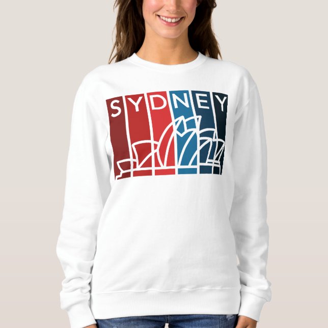 Sudadera Ópera de Sidney en tonos rojo y azul (Anverso)