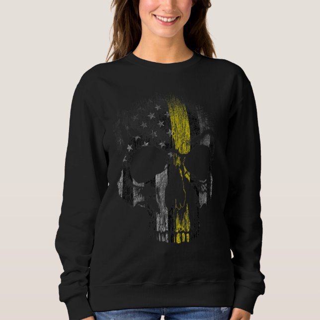 Sudadera Operador de despacho 911 Línea delgada dorada amar (Anverso)