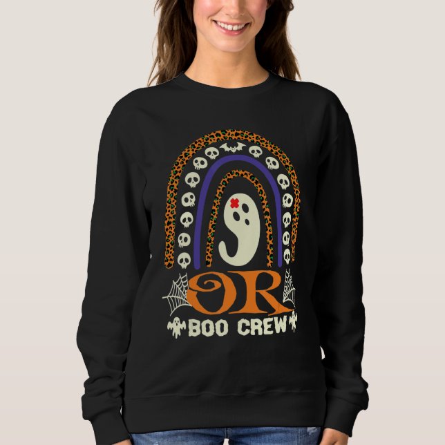 Sudadera OR Boo Crew Nurse Halloween Nurses Cute Ghost Wome (Anverso)