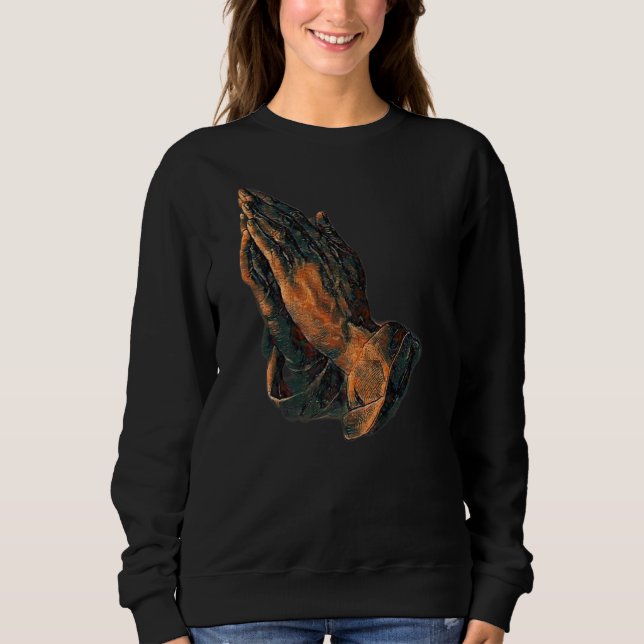 Sudadera Orando Manos Amén Jesús (Anverso)