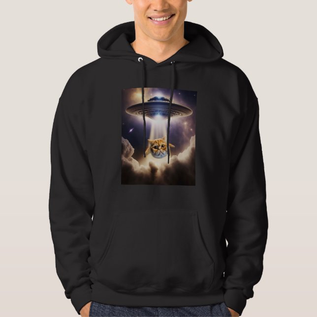 Sudadera Orange Cat UFO Space Alien  Cute Kitten Beam Up (Anverso)