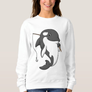 Sudadera Orca como pescador con barra de pesca