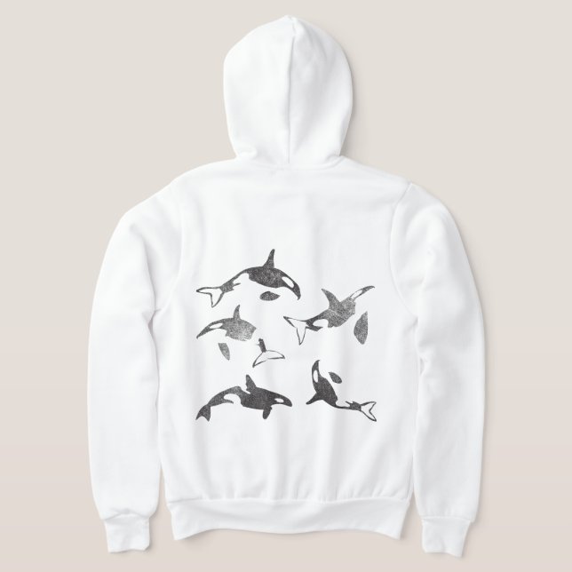 Sudadera Orca Full Zip Up Grunge Back Design Hoodie (Distribución Reverso )