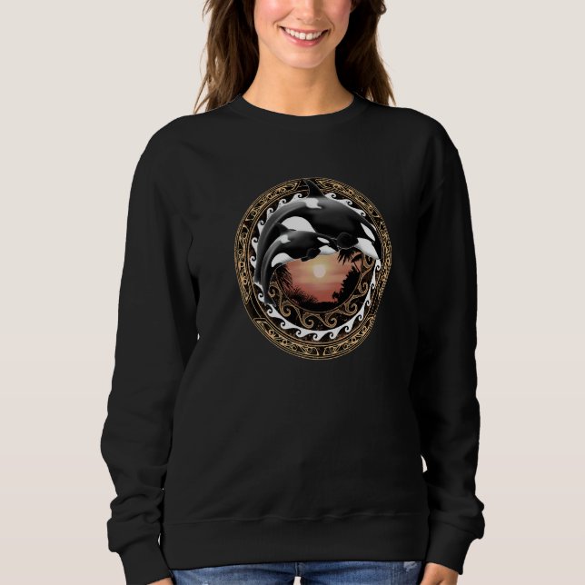 Sudadera Orcas Polynesian Hawaiian Whale Cute Orca (Anverso)