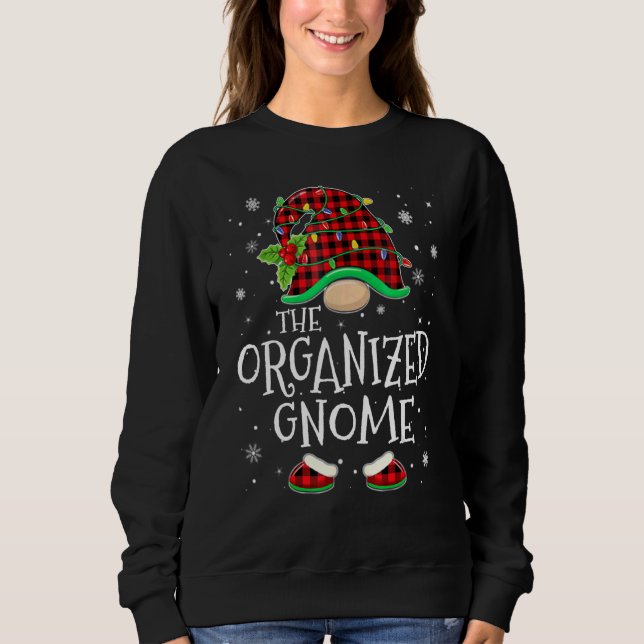 Sudadera Organized Gnome Red Plaid Matching Family Christma (Anverso)