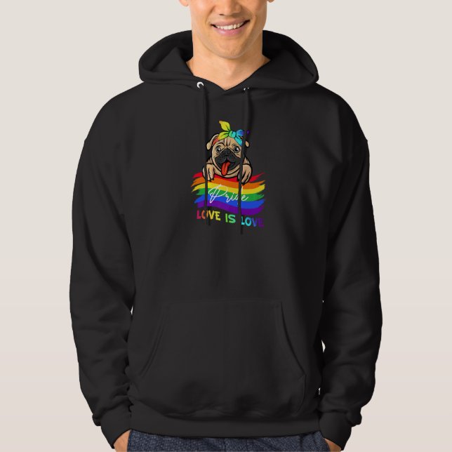 Sudadera Orgullo Amor Lgbt Arcoiris Pug (Anverso)