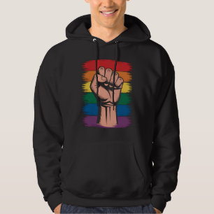 Sudadera Orgullo Arcoíris Puño Alzado Apoyo Derechos LGBTQ