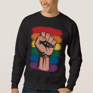 Sudadera Orgullo Arcoíris Puño Alzado Apoyo Derechos LGBTQ