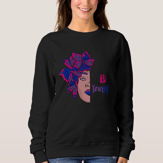 Sudadera Orgullo Bi Lgbtq Mariposa Medio Rostro Bisexualida (Anverso)