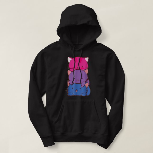 Sudadera Orgullo bisexual Kawaii Gato Gato Piel Anime L (Diseño del anverso)