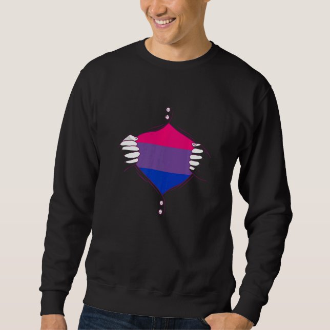 Sudadera Orgullo Bisexual Pecho Bandera Bisexual Orgullo LG (Anverso)