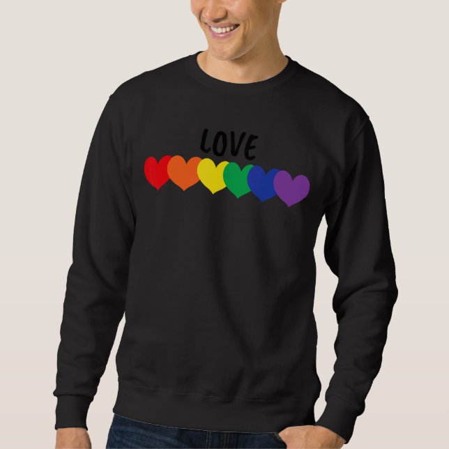 Sudadera Orgullo Corazones Arcoiris Aman Lgbtq+ Desfile (Anverso)